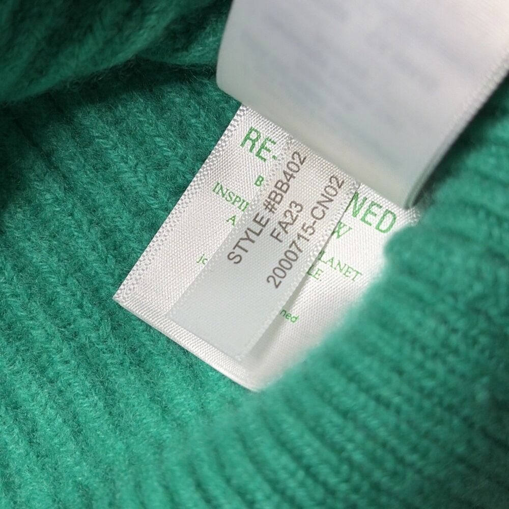J.Crew Women's Green Cashmere Ribbed Knit Sweater Medium Chunky Pullover Luxury - Picture 7 of 9